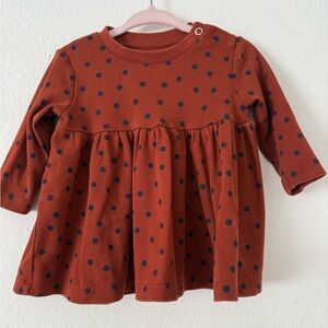Rust and Navy Polka Dot Long Sleeve Kids Tee